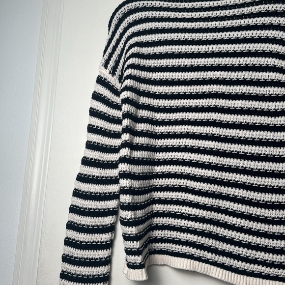 Loft Cable Open Knit Black and White Stripe Casual Sweater Size XS - Picture 7 of 7